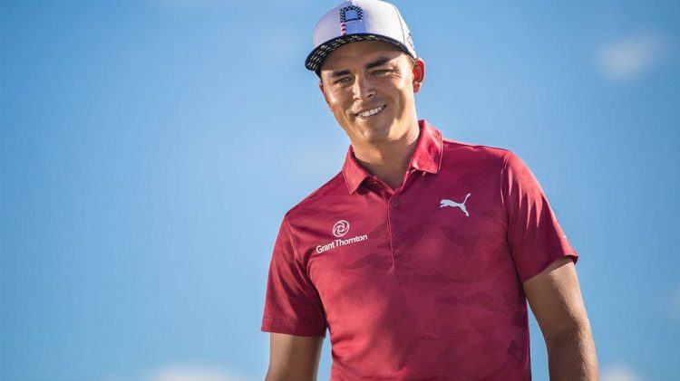 rickie fowler p on his hat