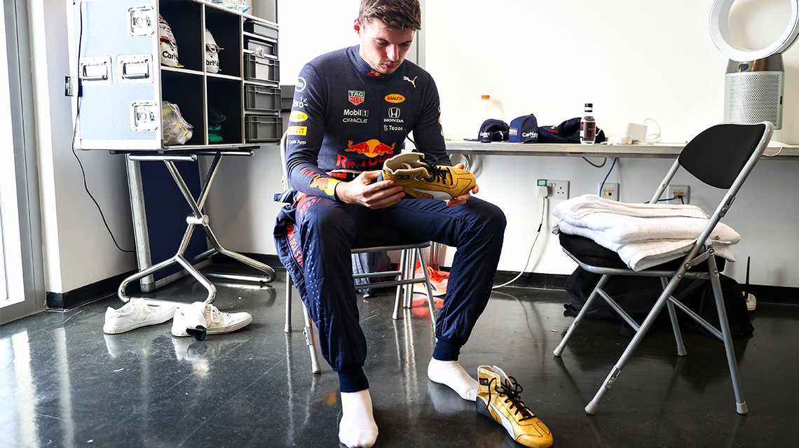 lens Piket versus PUMA pays homage to Max Verstappen's first Formula One Drivers´  Championship Title with a golden race boot - PUMA CATch up